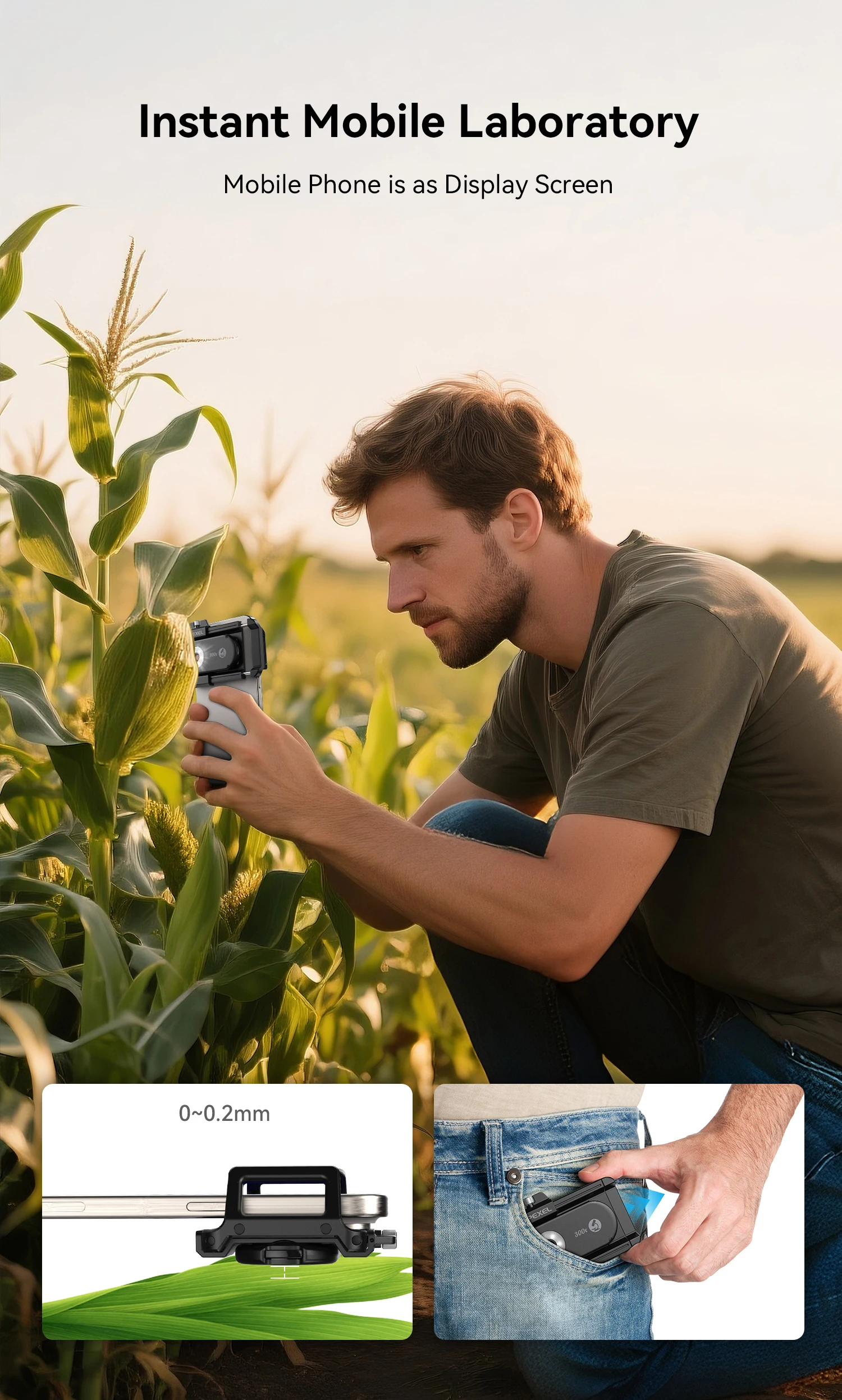 APEXEL New Upgraded 300X Microscope Lens Mobile Phone Camera Lens Kit Mini Macro Lenses with LED Light for almost All Smartphone