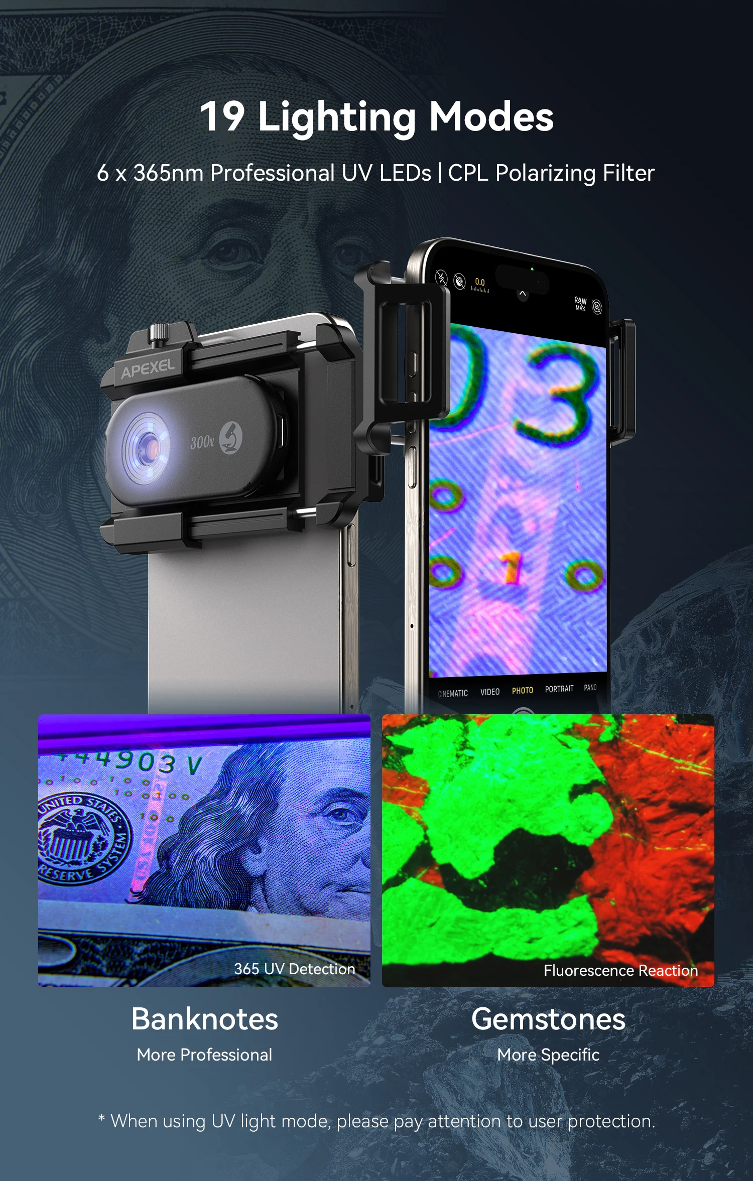 APEXEL New Upgraded 300X Microscope Lens Mobile Phone Camera Lens Kit Mini Macro Lenses with LED Light for almost All Smartphone