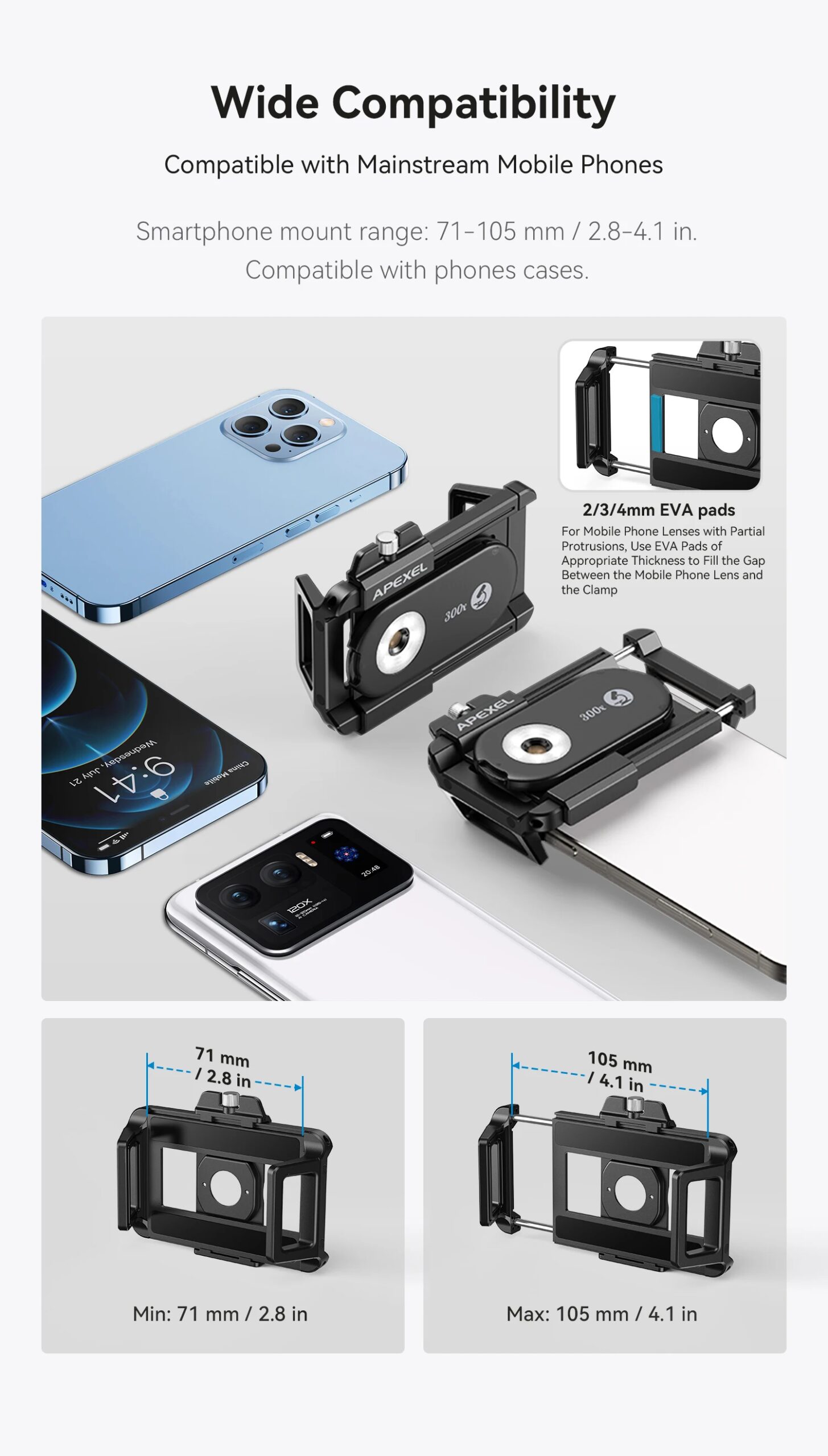 APEXEL New Upgraded 300X Microscope Lens Mobile Phone Camera Lens Kit Mini Macro Lenses with LED Light for almost All Smartphone