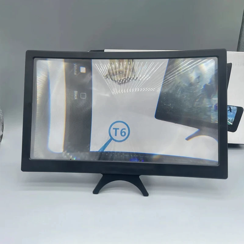 12 Inch Large Screen 3D HD Amplifier Curved Screen Mobile Phone Screen Magnifier Smartphone Video Amplifier Stand Holder