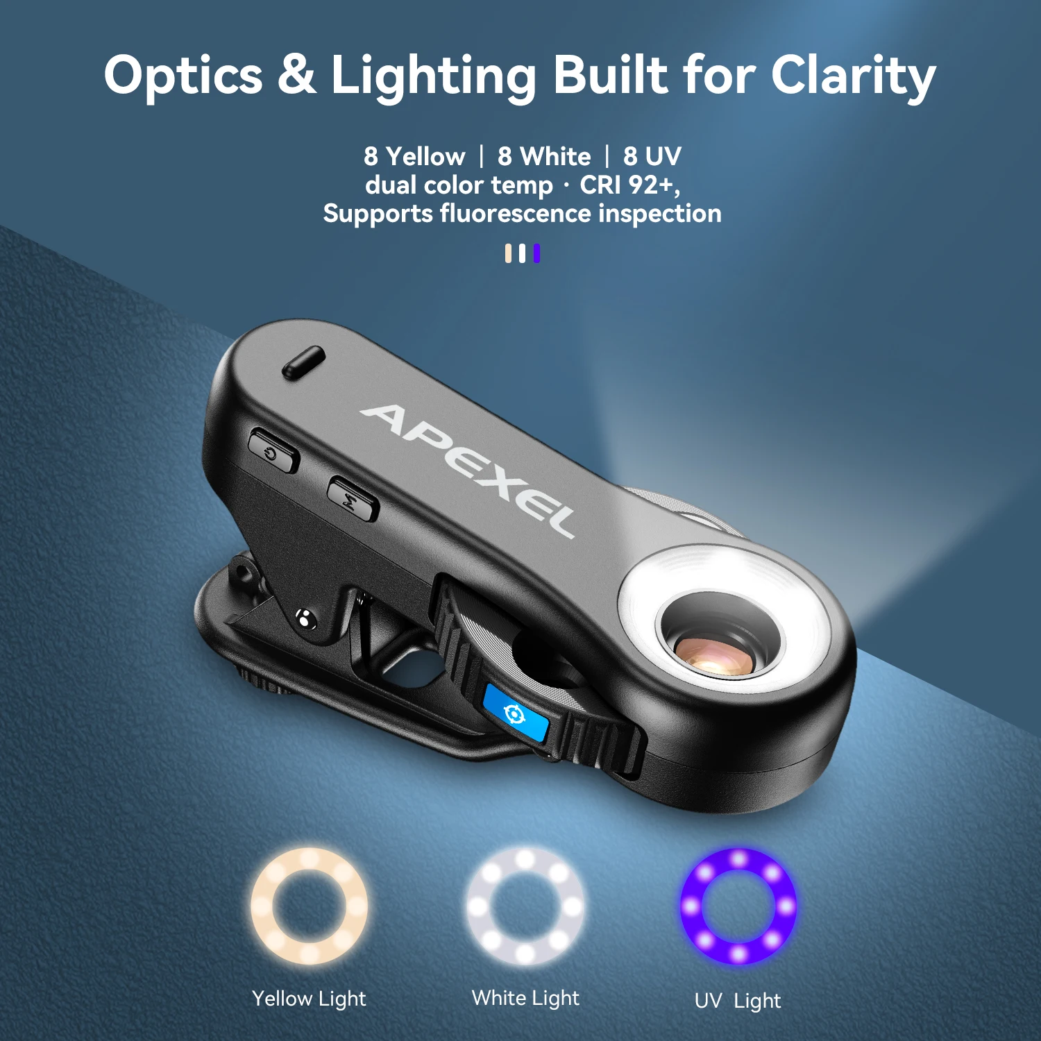 APEXEL 2025 New HD 40X/80X/120X Microscope 3in1 Lens with LED Light/Universal Clip for iPhone 17/pro max 16/Android Smartphones