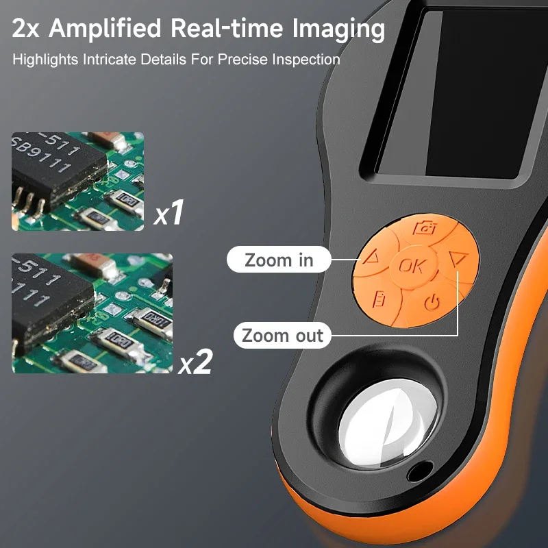 2.0'' IPS Digital Magnifier HD 1080P 500X Portable Microscope Handheld Mignifying Glass for Electronics Repair Check Jewelry