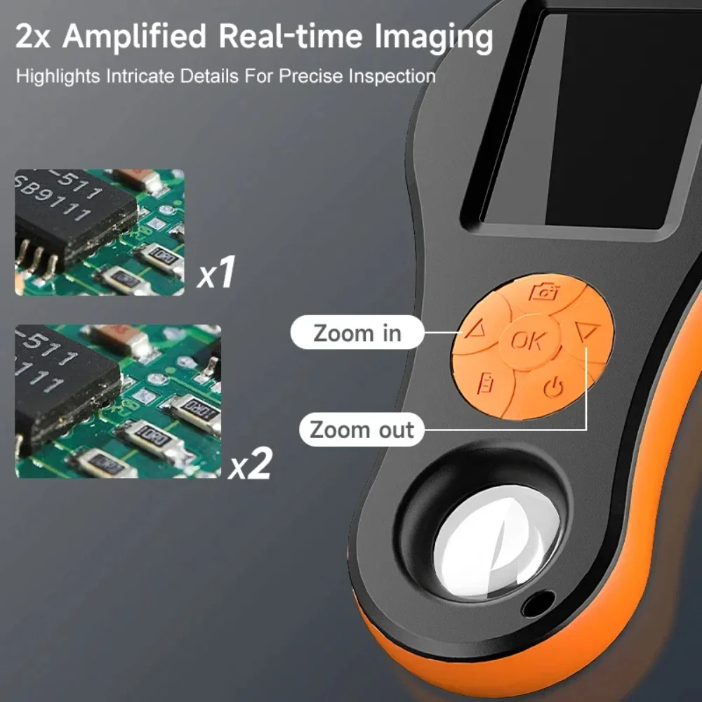 2.0'' IPS Digital Magnifier HD 1080P 500X Portable Microscope Handheld Mignifying Glass for Electronics Repair Check Jewelry