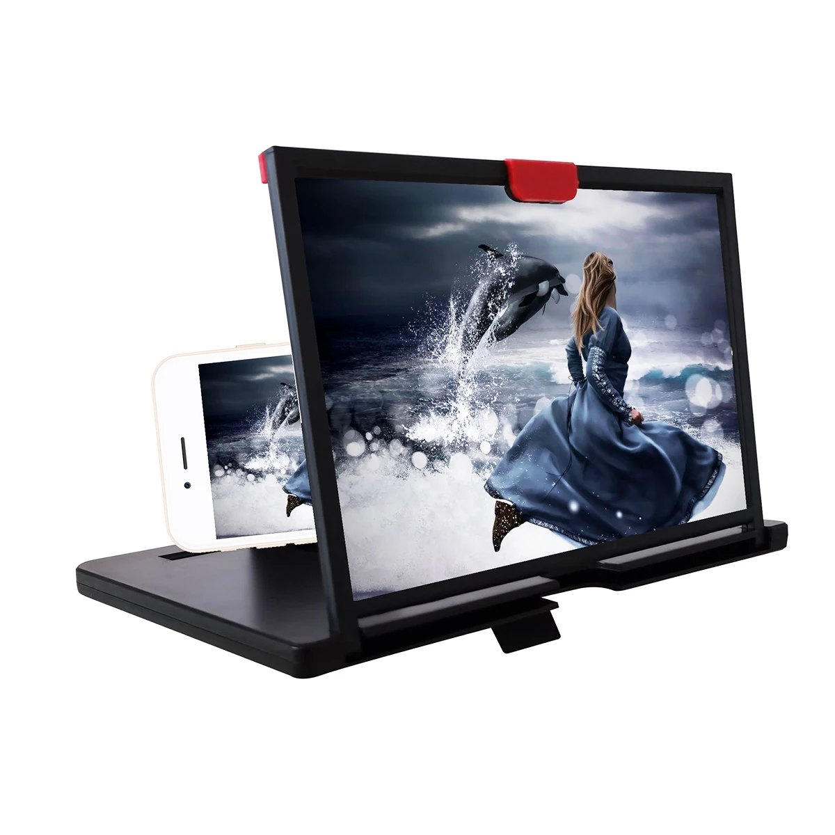 1pcs HD mobile phone screen amplifier with foldable stand - 10/12-inch desktop video magnifier