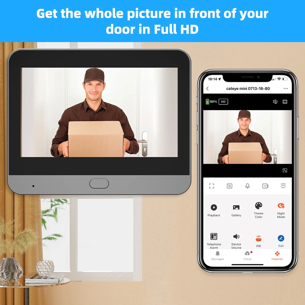 Tuya WiFi Peephole Doorbell Camera FHD 5MP 4.3Inch Door Bell Eye Camera PIR Motion Detection Smart Home Security Video Doorbell Tuya WiFi Peephole Doorbell Camera FHD 5MP 4.3Inch Door Bell Eye Camera PIR Motion Detection Smart Home Security Video Doorbell