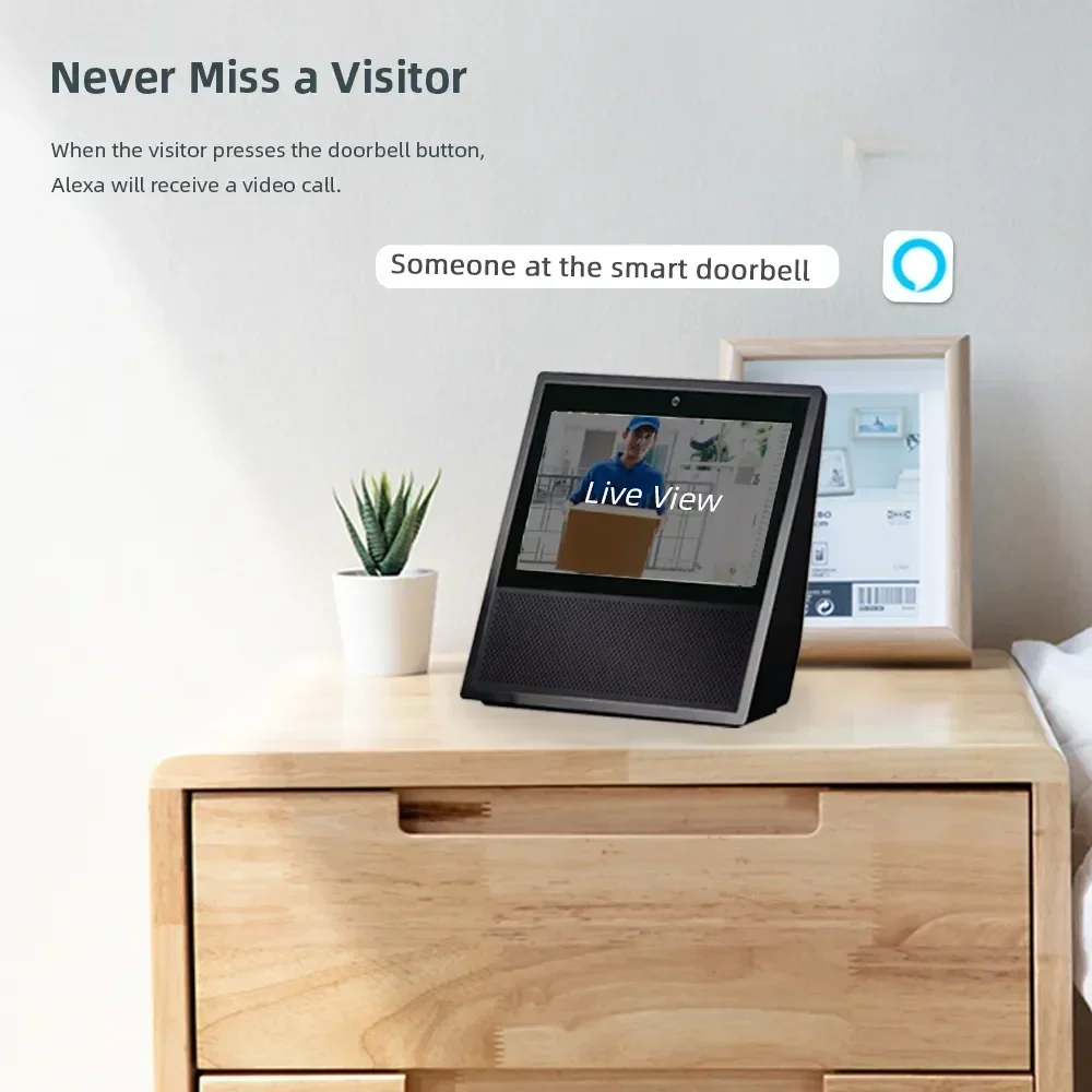 Tuya Video Doorbell WiFi Wireless Wired Door Bell 12-24V AC/DC Battery Powered 1080P 2MP Waterproof with Alexa Doorbell Camera