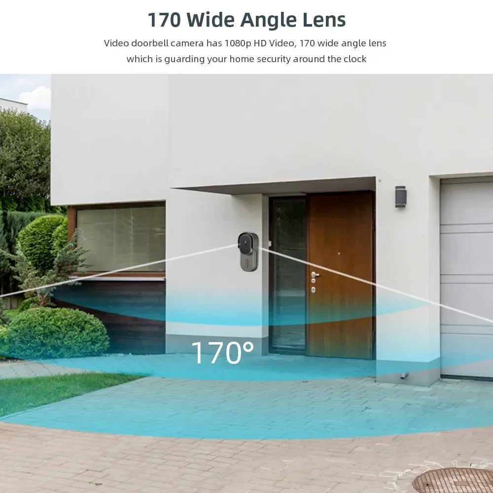 Tuya Video Doorbell WiFi Wireless Wired Door Bell 12-24V AC/DC Battery Powered 1080P 2MP Waterproof with Alexa Doorbell Camera