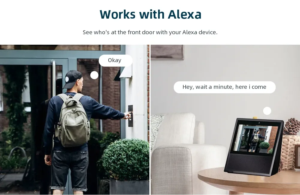 Tuya Video Doorbell WiFi Wireless Wired Door Bell 12-24V AC/DC Battery Powered 1080P 2MP Waterproof with Alexa Doorbell Camera