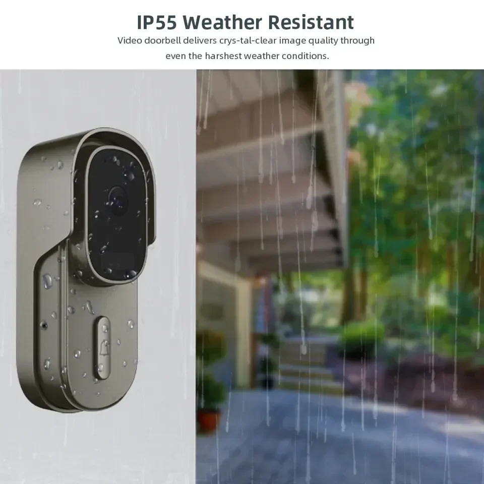 Tuya Video Doorbell WiFi Wireless Wired Door Bell 12-24V AC/DC Battery Powered 1080P 2MP Waterproof with Alexa Doorbell Camera