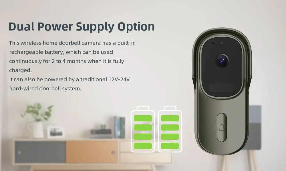 Tuya Video Doorbell WiFi Wireless Wired Door Bell 12-24V AC/DC Battery Powered 1080P 2MP Waterproof with Alexa Doorbell Camera