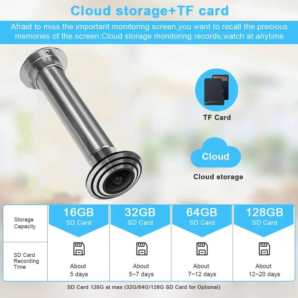 Door Camera Eye Wifi 16MM Diameter Tuya Smart Mini Peephole Security Hole Door Cat Eye 1.66mm Wide-angle 5G 2.4G P2P ONVIF RTSP