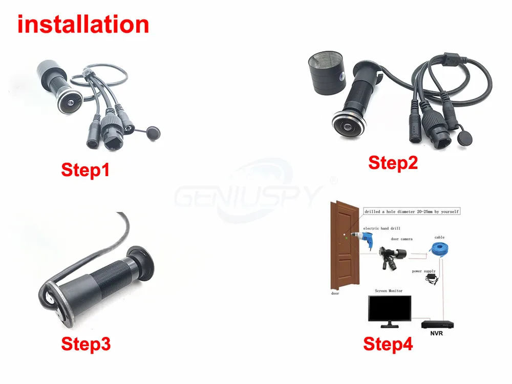 1080P 5MP HD Door Eye Hole H.265 1.78mm 1.66mm Wide Angle 178Degree CCTV Network Mini Peephole POE Door IP Camera P2P Audio Mic