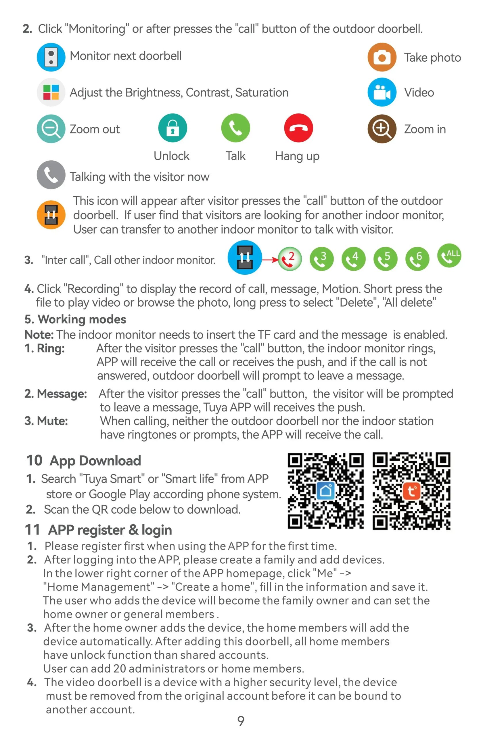 1080P Touch Monitor, 10-inch Home System, Intercom, Video Door, Phone, Wifi, Metal Doorbell, Camera, Tuya Smart