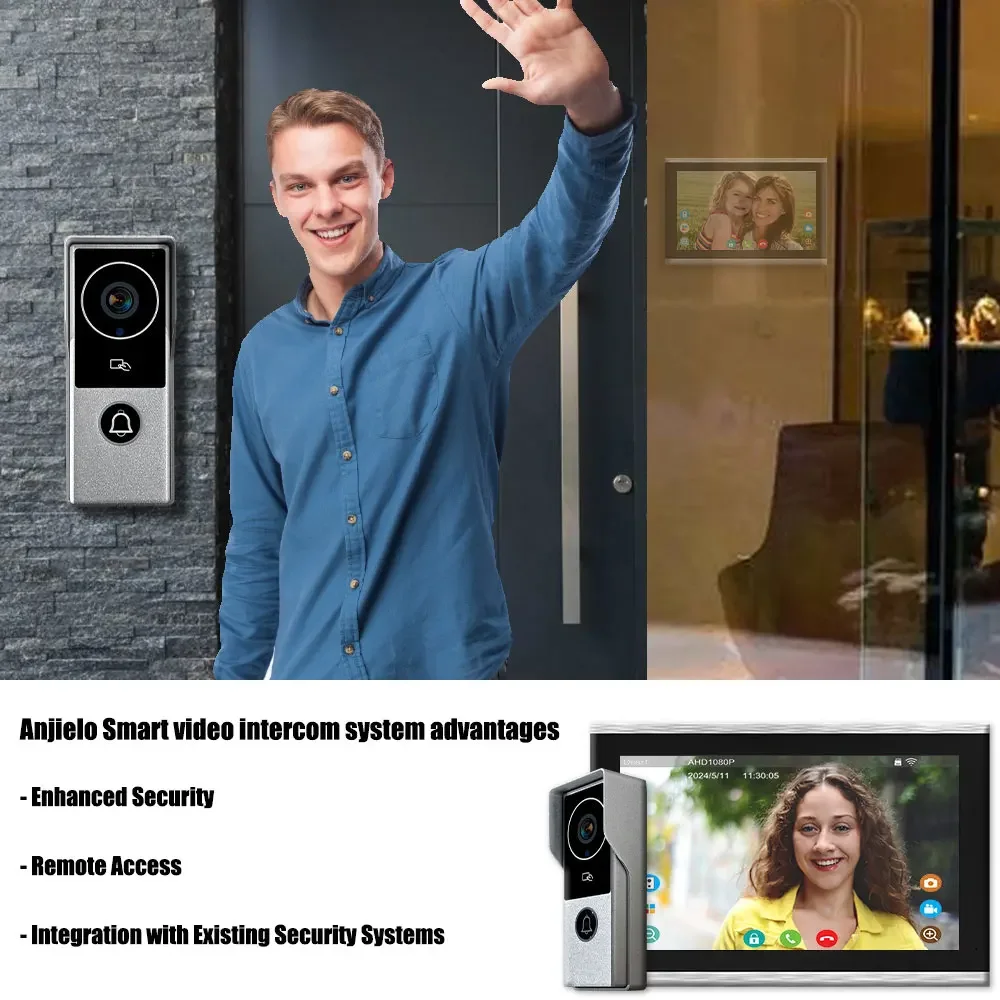 1080P Touch Monitor, 10-inch Home System, Intercom, Video Door, Phone, Wifi, Metal Doorbell, Camera, Tuya Smart