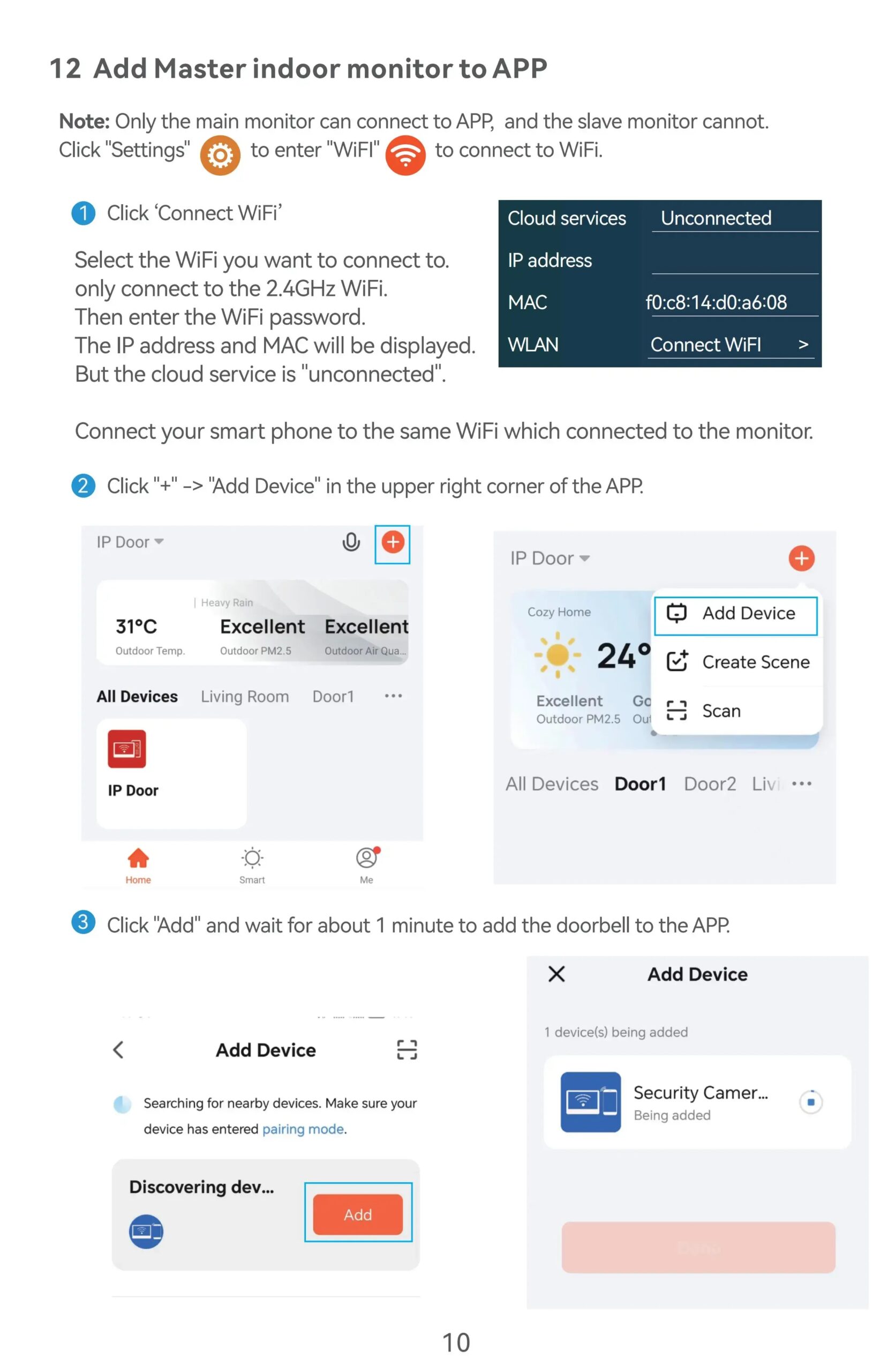 1080P Touch Monitor, 10-inch Home System, Intercom, Video Door, Phone, Wifi, Metal Doorbell, Camera, Tuya Smart