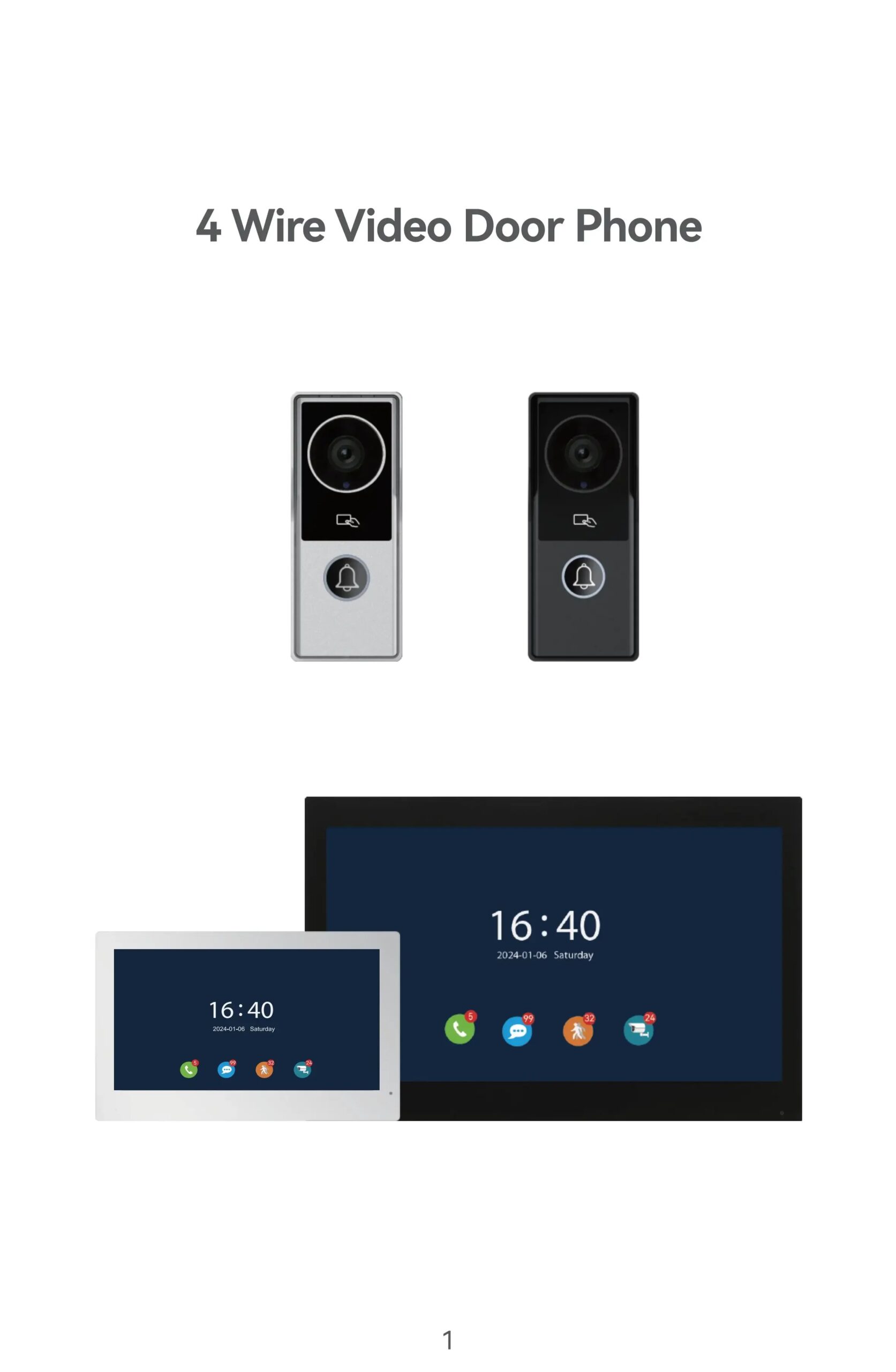 1080P Touch Monitor, 10-inch Home System, Intercom, Video Door, Phone, Wifi, Metal Doorbell, Camera, Tuya Smart