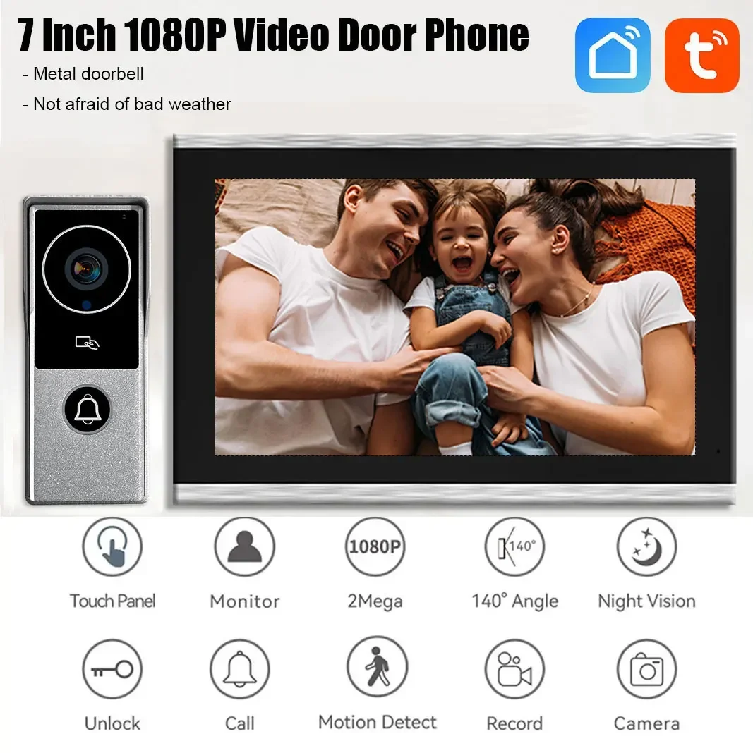 1080P Touch Monitor, 10-inch Home System, Intercom, Video Door, Phone, Wifi, Metal Doorbell, Camera, Tuya Smart