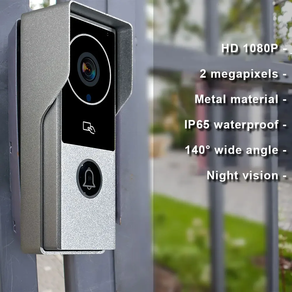 1080P Touch Monitor, 10-inch Home System, Intercom, Video Door, Phone, Wifi, Metal Doorbell, Camera, Tuya Smart