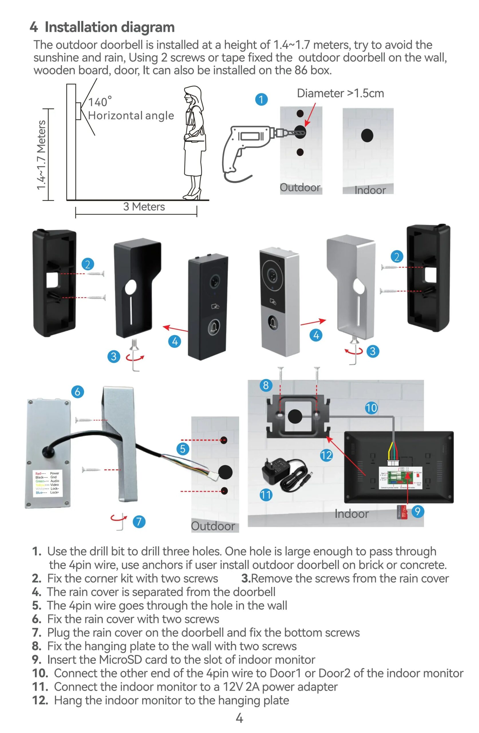 1080P Touch Monitor, 10-inch Home System, Intercom, Video Door, Phone, Wifi, Metal Doorbell, Camera, Tuya Smart