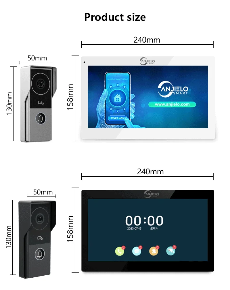 ANJIELO Tuya Smart 1080P2 Wire Visiophone Doorbell Video Intercom SystemHome Metal DoorPhone Support IP Camera Safety protection