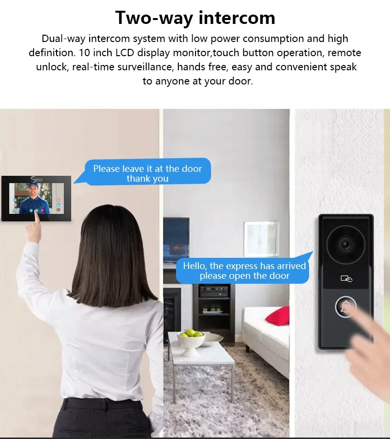 ANJIELO Tuya Smart 1080P2 Wire Visiophone Doorbell Video Intercom SystemHome Metal DoorPhone Support IP Camera Safety protection
