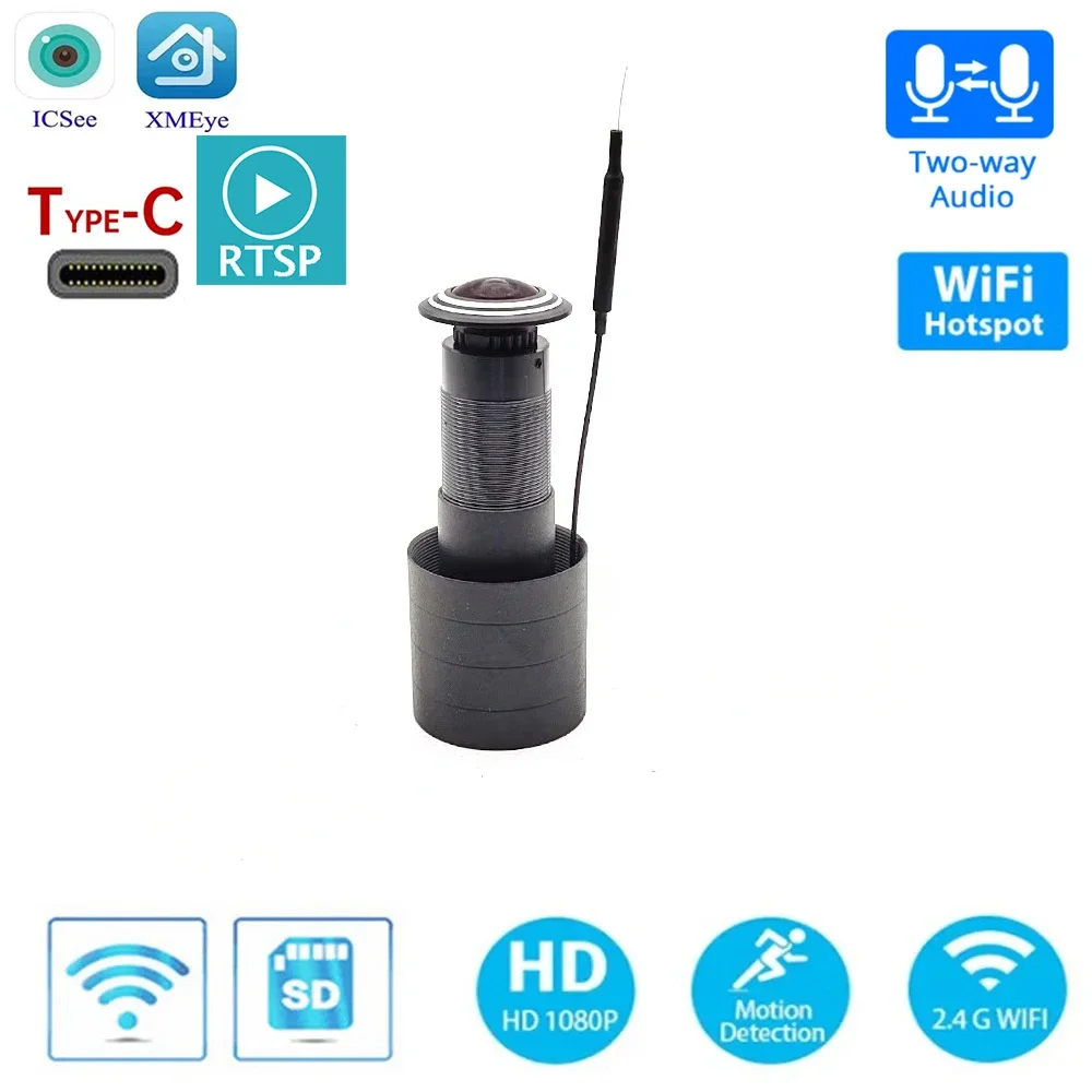iCSEE Door Eye Hole Security 3MP 1.66mm Lens Wide Angle FishEye CCTV Network Mini Peephole Door Wifi Camera 5v RTSP Xmeye VMS