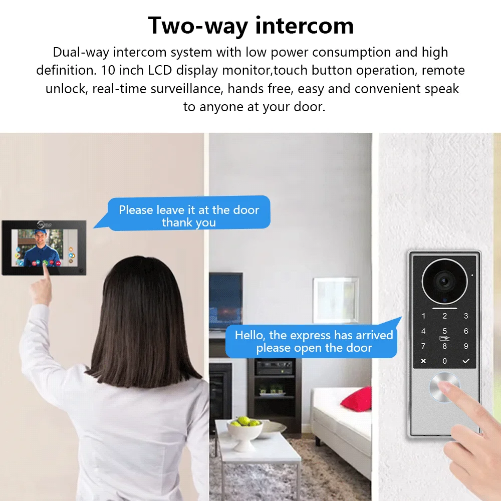 ANJIELO2Wire Digital Video Intercom System TUYA Smart 1080P Doorphone Camera Video Doorbell Support Gate DoorLockRemote Control