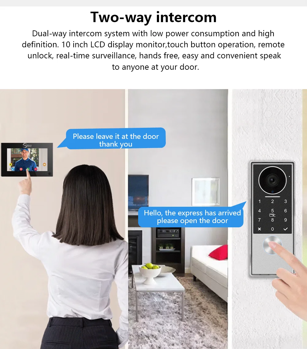 ANJIELO2Wire Digital Video Intercom System TUYA Smart 1080P Doorphone Camera Video Doorbell Support Gate DoorLockRemote Control