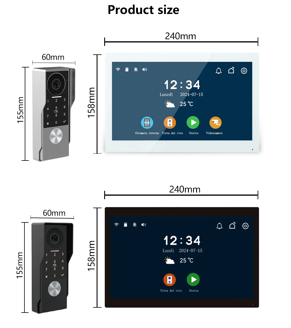 ANJIELO2Wire Digital Video Intercom System TUYA Smart 1080P Doorphone Camera Video Doorbell Support Gate DoorLockRemote Control