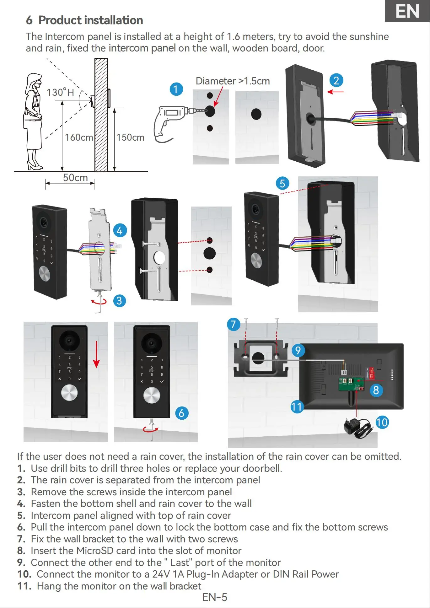 ANJIELO2Wire Digital Video Intercom System TUYA Smart 1080P Doorphone Camera Video Doorbell Support Gate DoorLockRemote Control