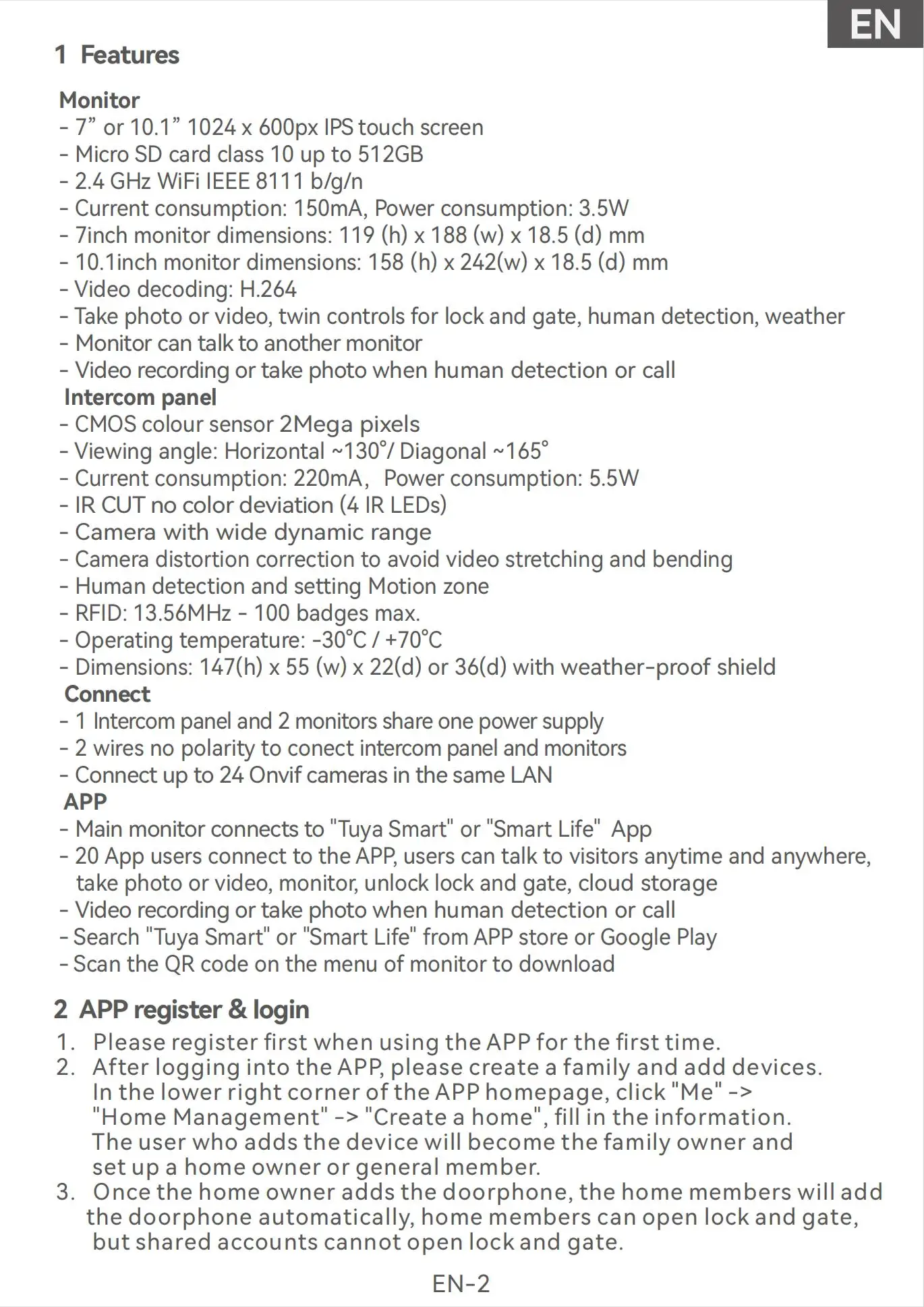 ANJIELO2Wire Digital Video Intercom System TUYA Smart 1080P Doorphone Camera Video Doorbell Support Gate DoorLockRemote Control