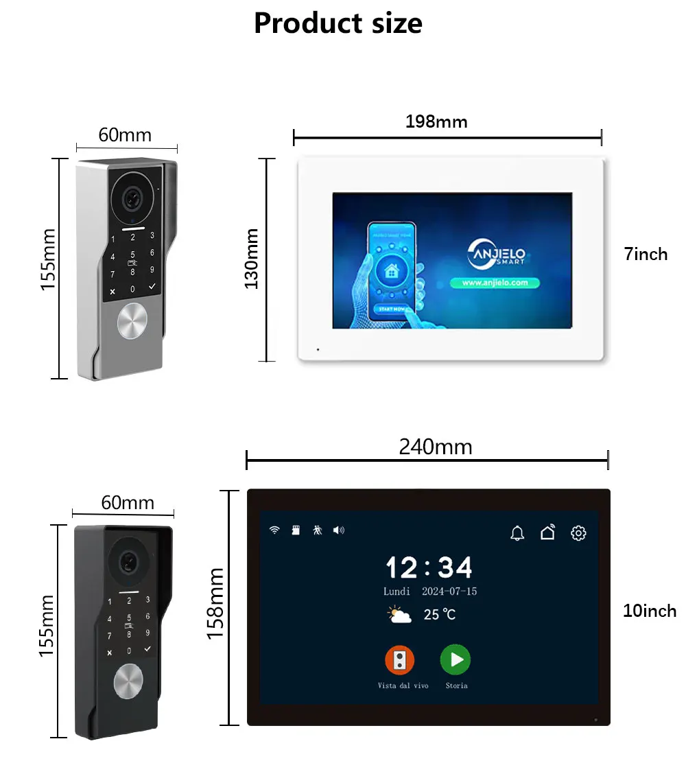ANJIELO2Wire Digital Video Intercom System TUYA Smart 1080P Doorphone Camera Video Doorbell Support Gate DoorLockRemote Control