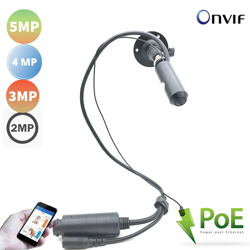 5MP On vif Remote Motion Detection POE Pin hole Mini IP Bullet Camera Covert CCTV Video Surveillance Vandal-Proof Peephole Audio