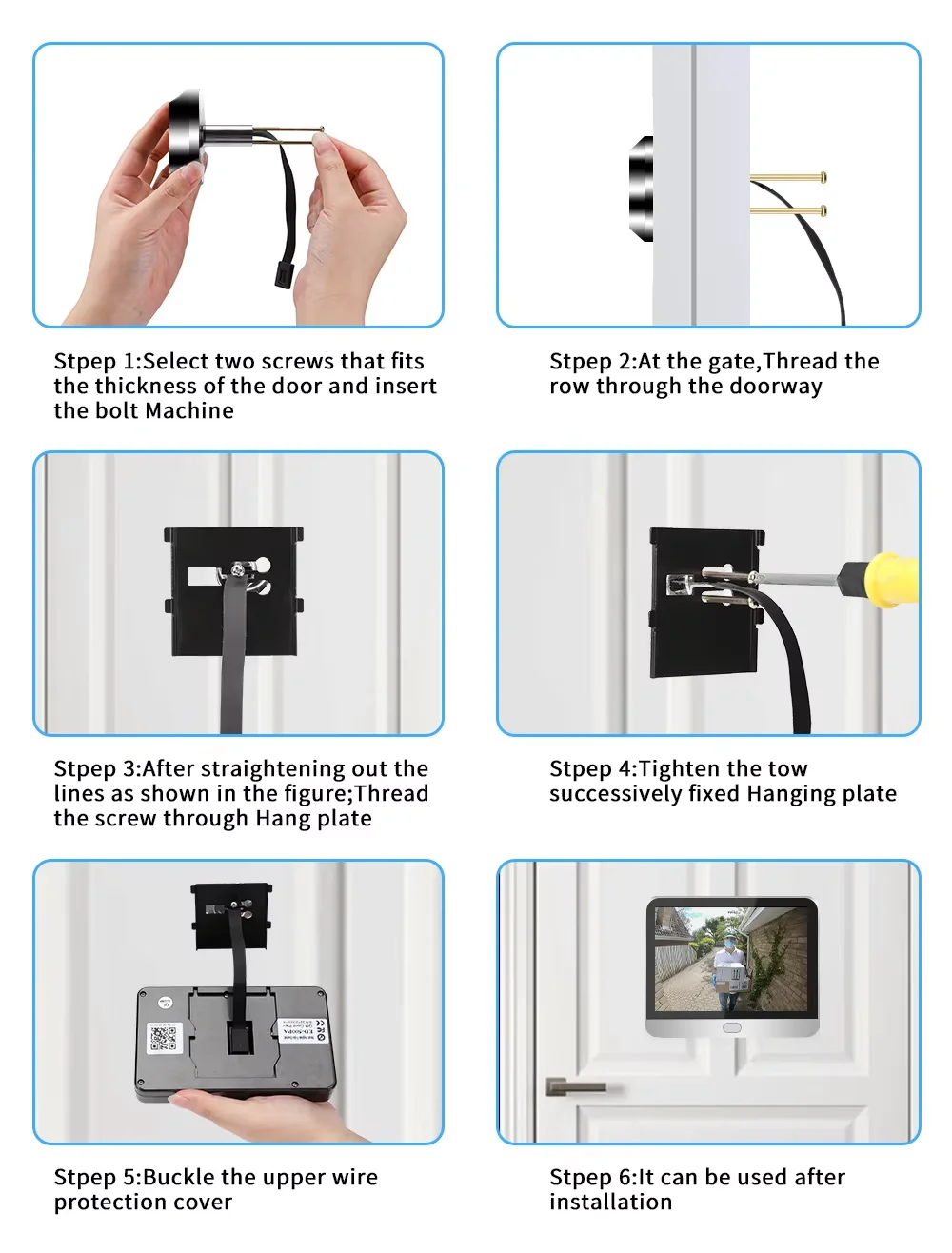 Home Smart Tuay Wireless 2.4G Wifi Peephole Video Door Camera 5MP PIR One Way Audio Security Door Eye With Camera for Apartment