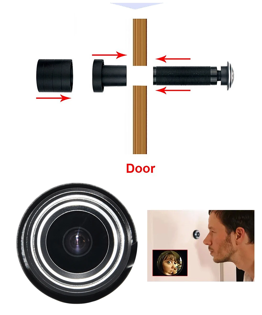 H.265 HD 4MP IP POE Door Eye Hole Camera Wide Angle 150degree Cat FishEye  Peephole Door CCTV Security Camera Network P2P