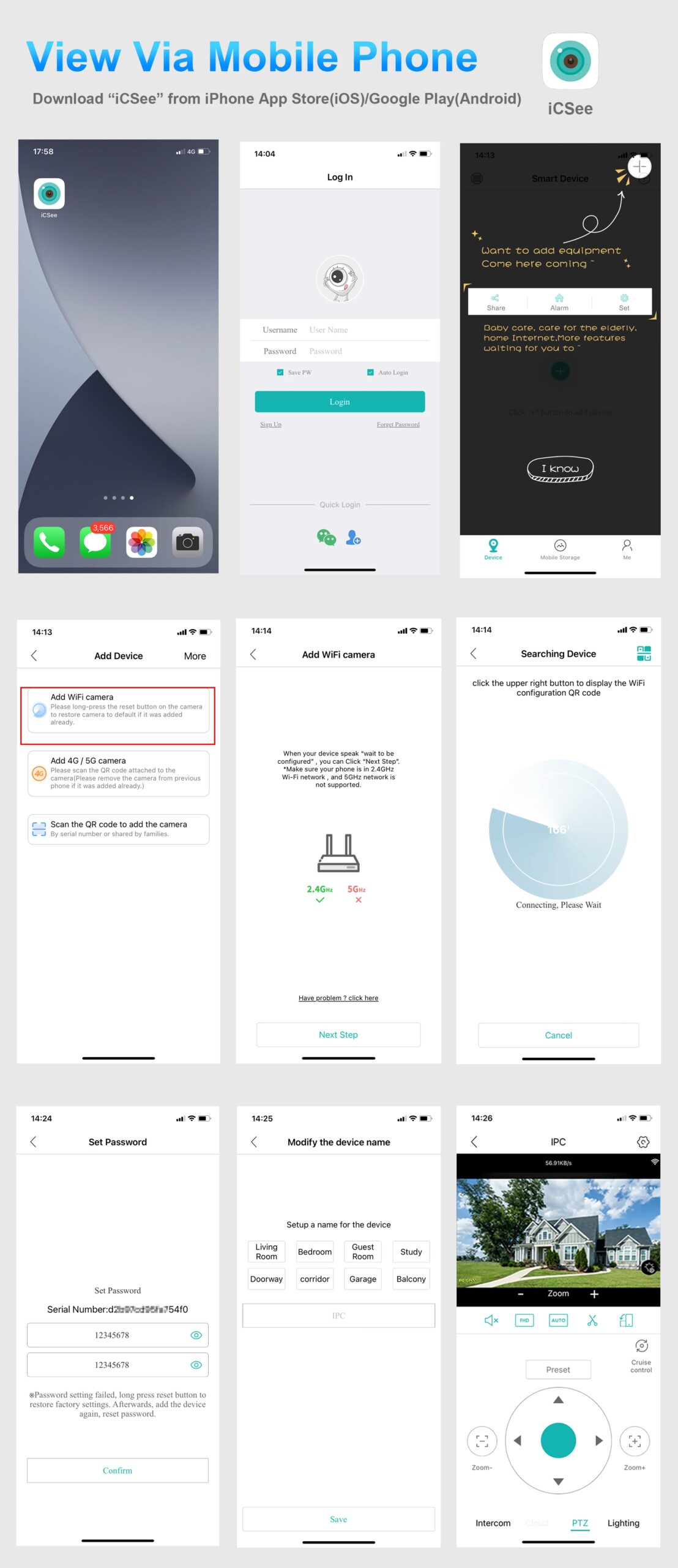 ICSEE 3MP HD Peephole WiFi Camera 170° Wide-angle Door Viewer Motion Detection Smart Home Security Wireless Cat-eye Auto Record