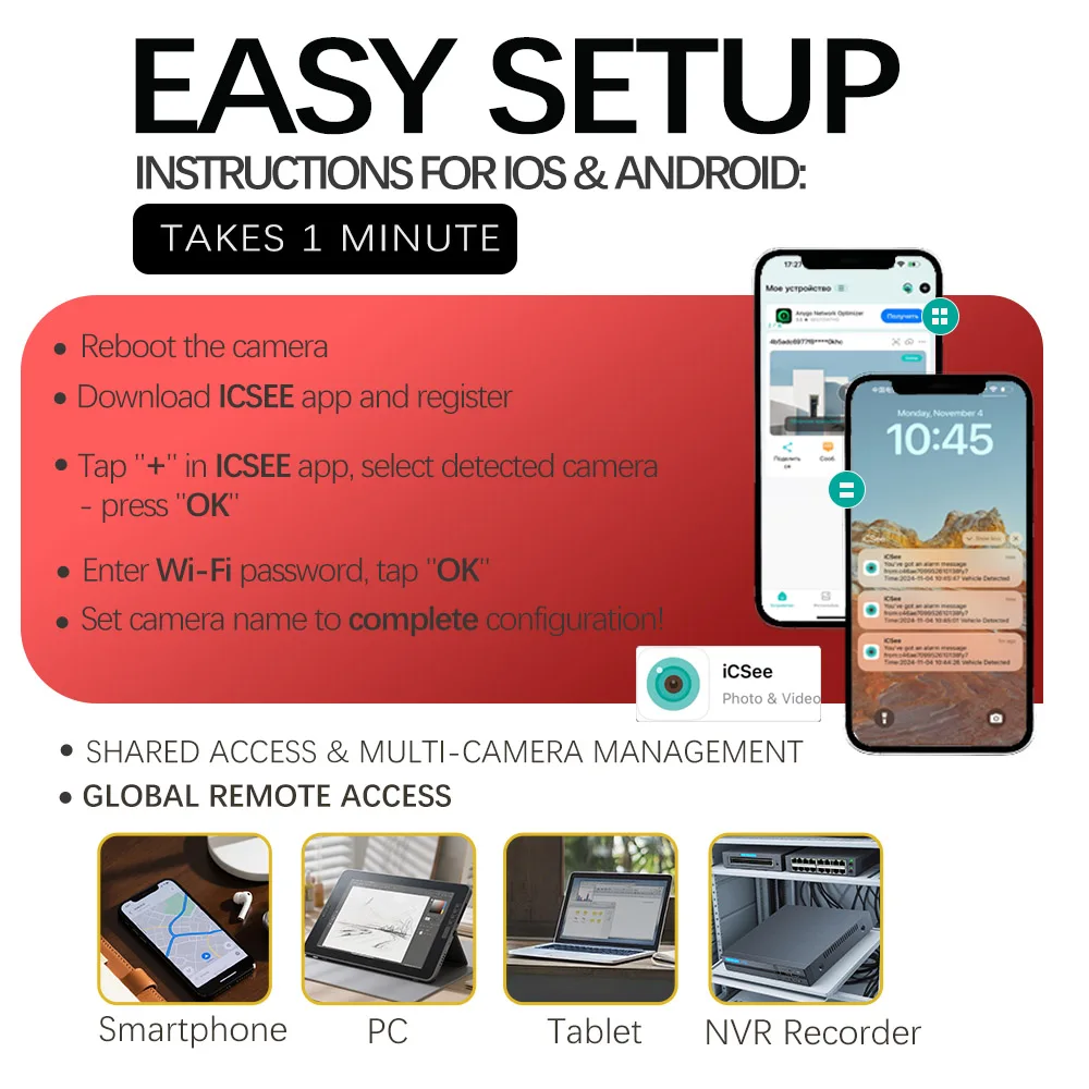 iCSEE Door Eye Hole Security 3MP HD 1.7mm Lens Wide Angle FishEye CCTV Network Mini Peephole Door Wifi Camera P2P Xmeye VMS