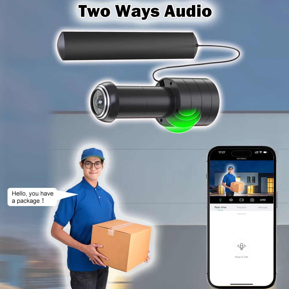 iCSEE Door Eye Hole Security 3MP HD 1.7mm Lens Wide Angle FishEye CCTV Network Mini Peephole Door Wifi Camera P2P Xmeye VMS