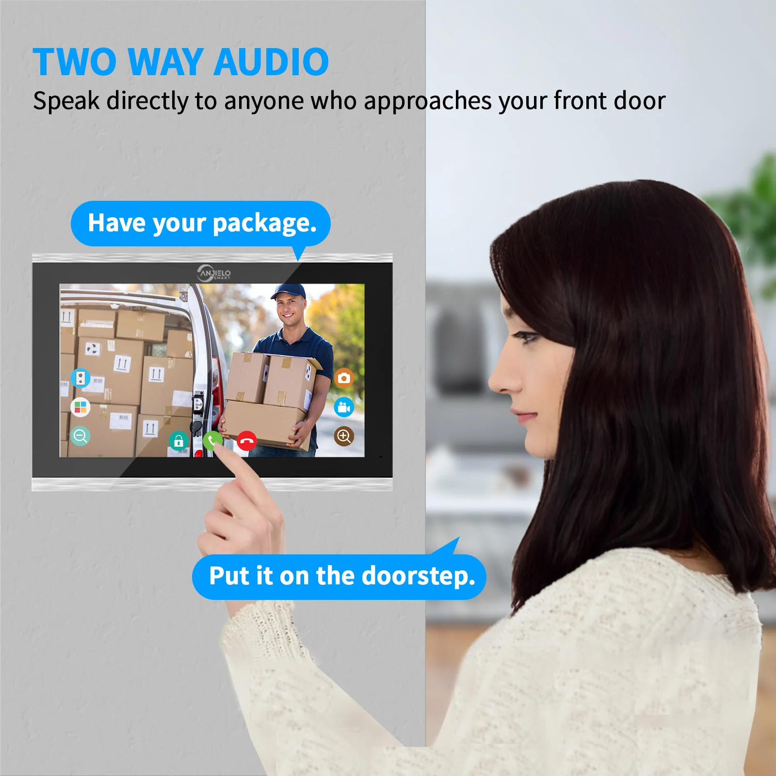 ANJIELO Fingerprint 5in1 Unlock Wifi Doorbell Video Intercom System for Home Doorphone Tuya Smart 1080P Monitor Security Protect