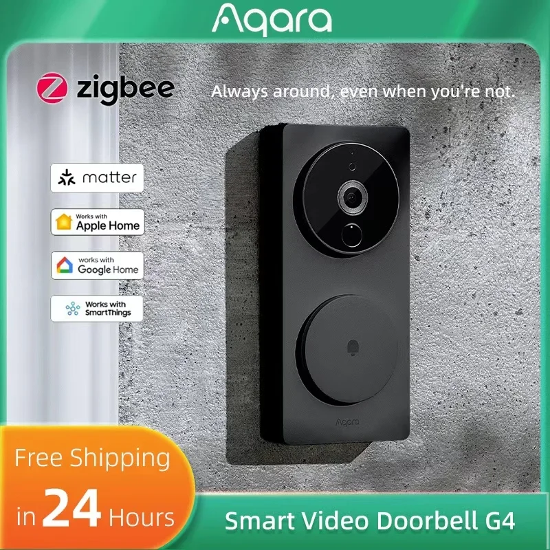 Aqara Smart Doorbell G4 Video Doorbell Electronic Cat's eye 1080P HD Night Vision Wireless Remote Monitoring for HomeKit APP