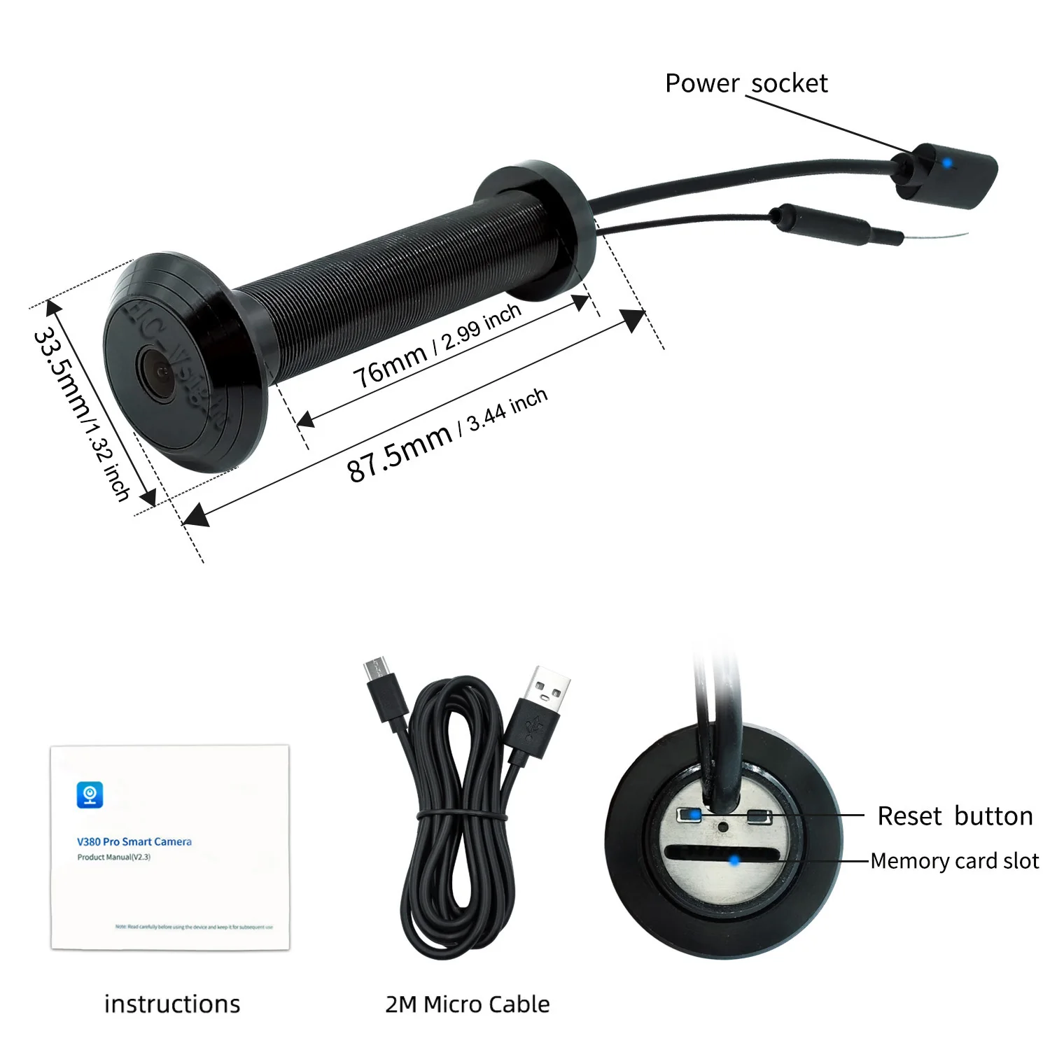 HD 1080P Door Peephole Viewer WIFI Camera 170 °Wide Angle 940nm IR Night Vision Supports Two-way Voice for Home Security