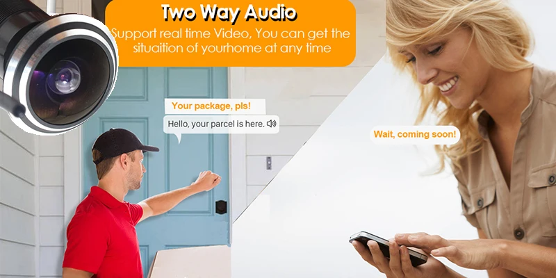 V380 Pro Door Eye Hole Security 1080P HD 1.78mm Lens Wide Angle FishEye CCTV Network Mini Peephole Door WifI Camera P2P ON VIF