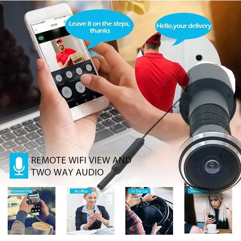 V380 Pro Door Eye Hole Security 1080P HD 1.78mm Lens Wide Angle FishEye CCTV Network Mini Peephole Door WifI Camera P2P ON VIF