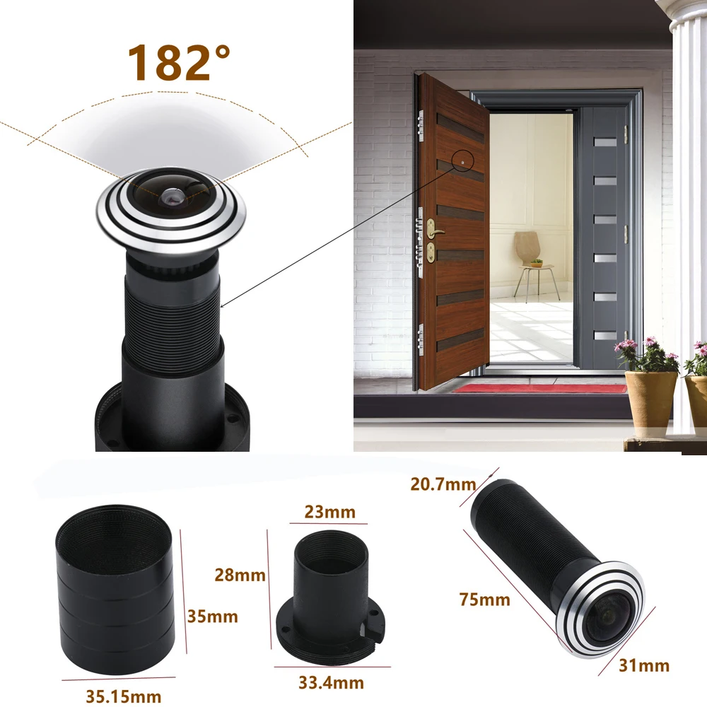 CVBS AHD DOOR CAMERA Kit 1080p Eye Fisheye Hole SD Card Cable Security Mini Peephole 7 lnch IPS Monitor DVR Wired Video Recorder