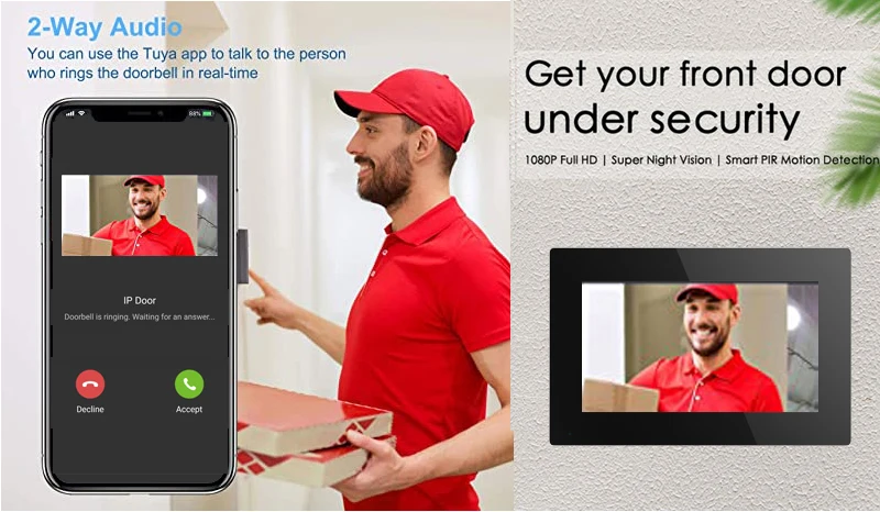4 Wire Digital Video Intercom System 7 / 10.1 Inch Wireless WIFI Monitor 1080P Doorphone Camera Video Doorbell Card Tuya Unlock