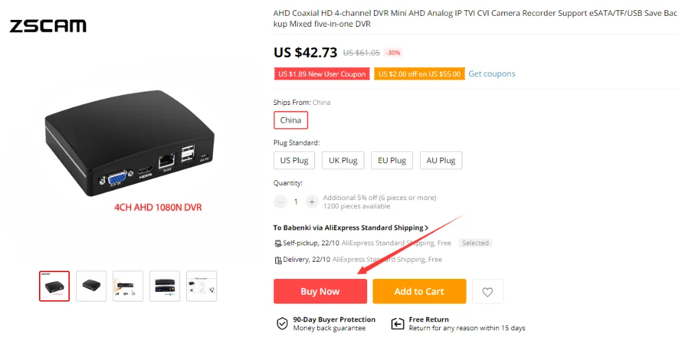 1080P Door Eye Hole CCTV AHD/TVI/CVI/CVBS 4 in 1 Home Peephole Camera Starlight 0.0001Lux Chip Wired Night Color Security Camera