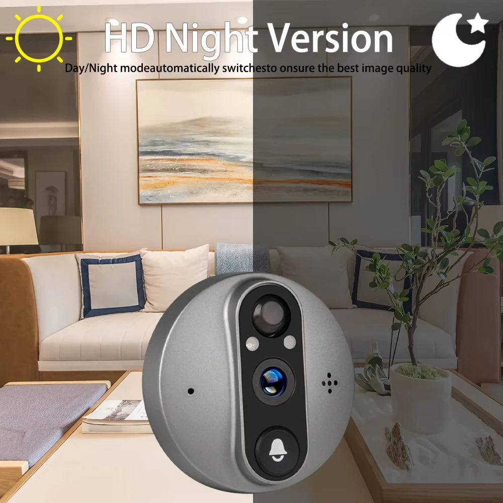 Tuya 5MP Peephole Doorbell Smart Living 2.4G WiFi PIR Detection Door Eye Camera Motion Detection 4.3-Inch Screen Video Recording