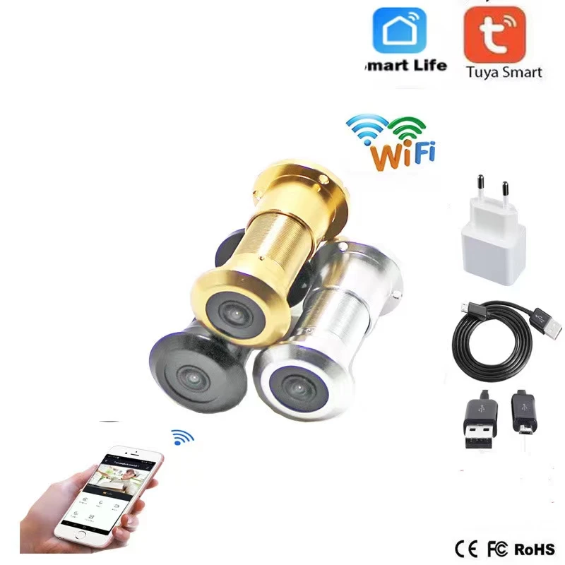 1080P Security Wireless Eye Door IP Camera Gate Yard Smart Cabinet Wide Angle FishEye Audio IR Mini Peephole CCTV P2P Micro TUYA