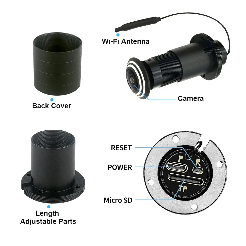 2MP Wifi Tuya Smart Video Peephole Camera Motion Detection Door Viewer Video-eye Wireless Two-way Audio Home Security Cameras