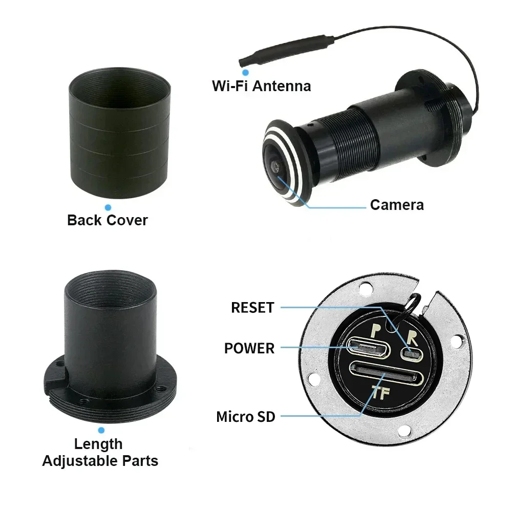 2MP Wifi Tuya Smart Video Peephole Camera Motion Detection Door Viewer Video-eye Wireless Two-way Audio Home Security Cameras